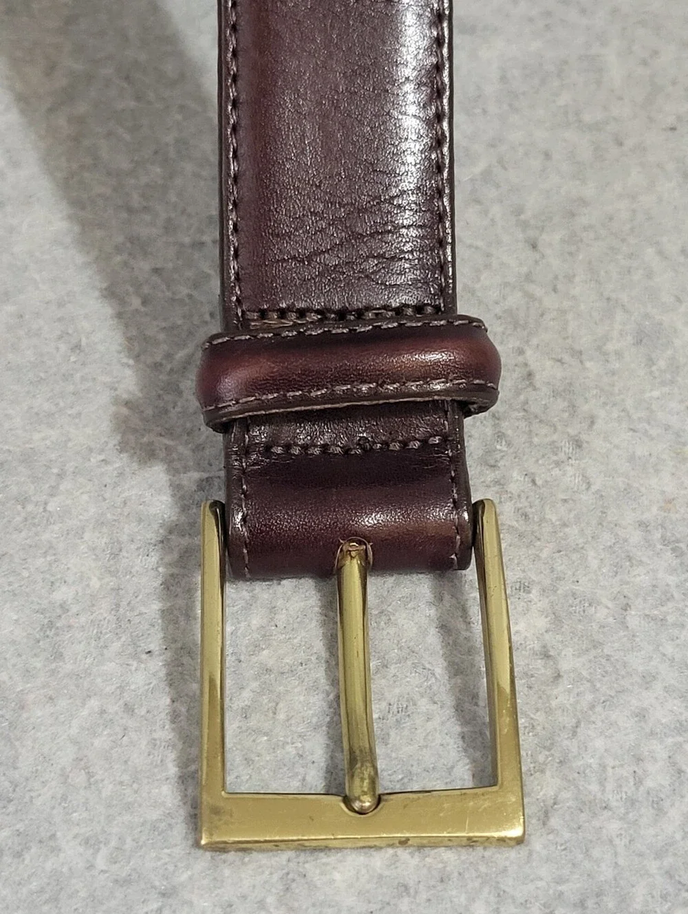 Brighton Belt Aniline Glazed Cowhide Glove Leather Brown Women's 36 Gold Buckle